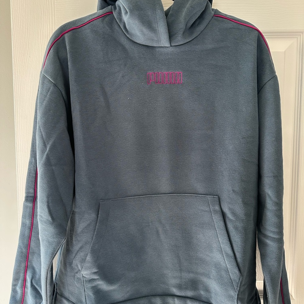 Puma dark teal Hoodie with Magenta Details